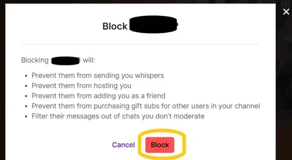 confirmation of blocking that person