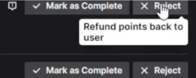 refund points back to user