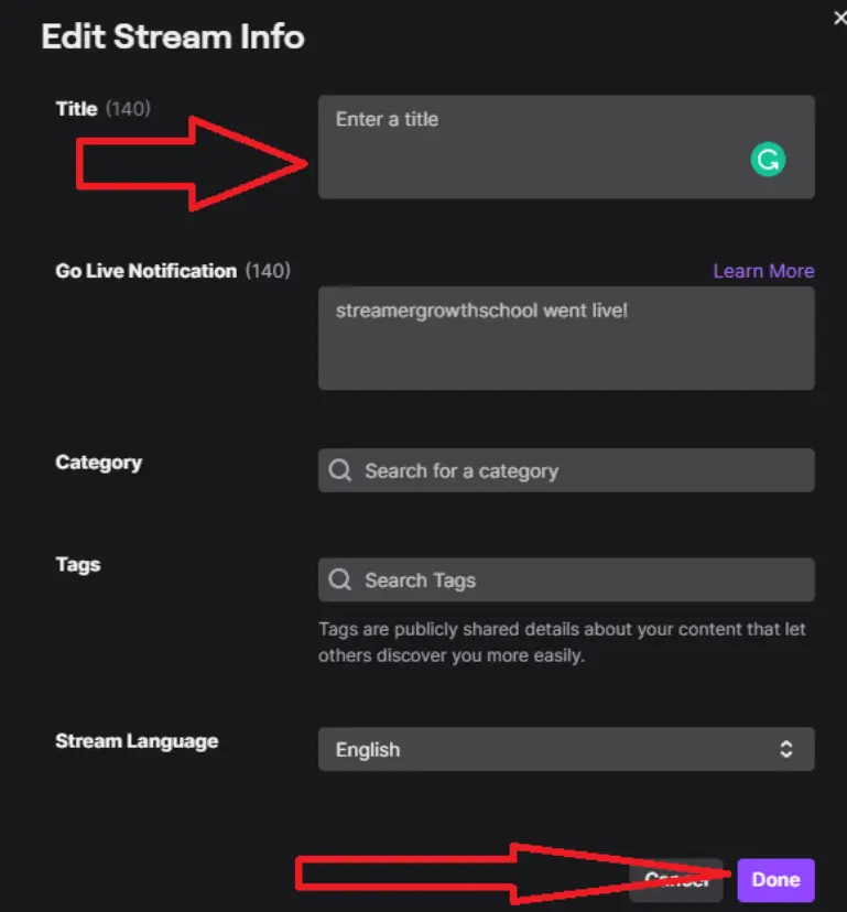 put your stream info here