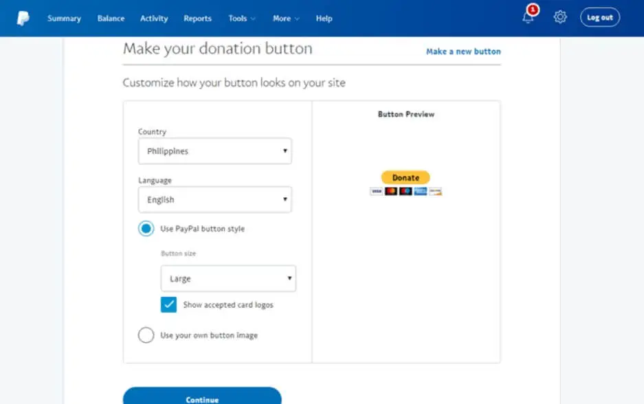 button customization options paypal