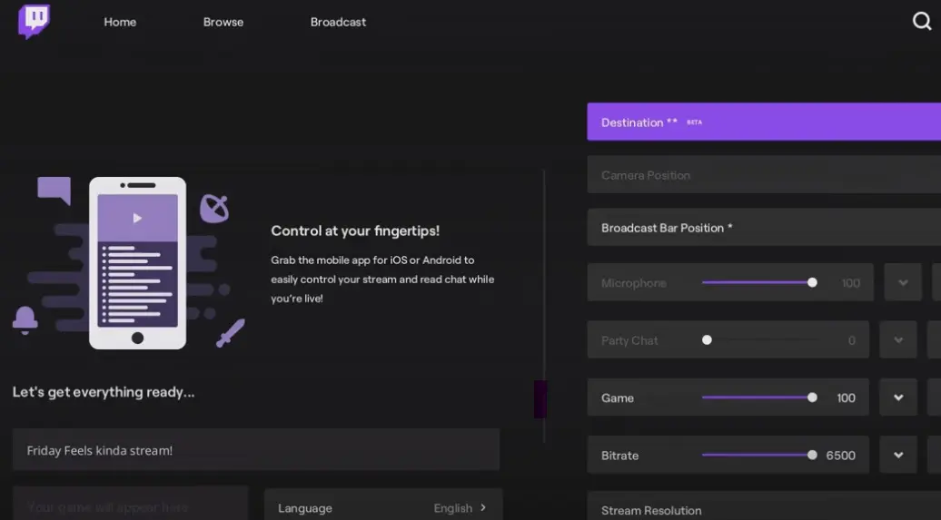 Xbox twitch streaming interface
