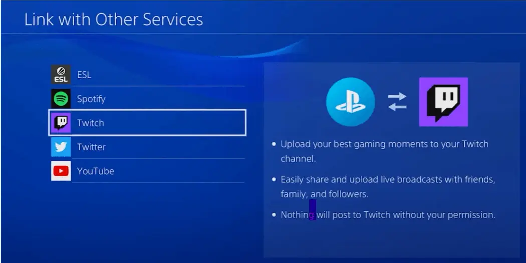 Connect your PS4 account with your Twitch
