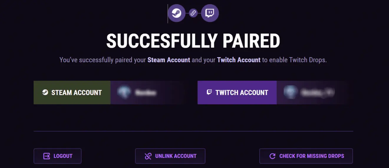 steam and twitch successfully paired